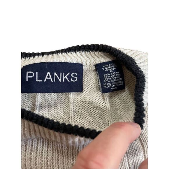 PLANKS cream vintage sweater with stripe XL - Picture 4 of 6
